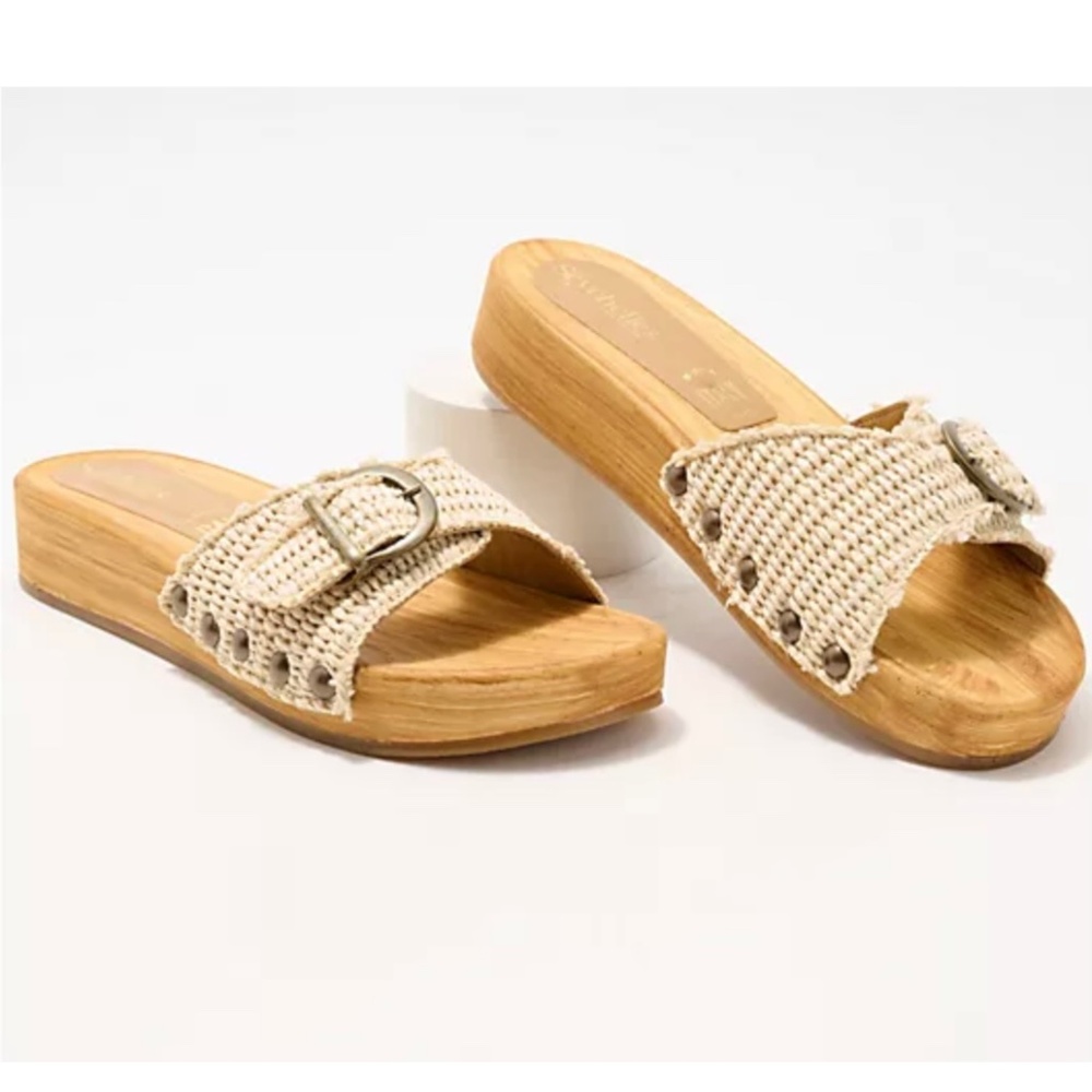 Seychelles Isla Slide Sandals Natural Raffia SZ 9.5